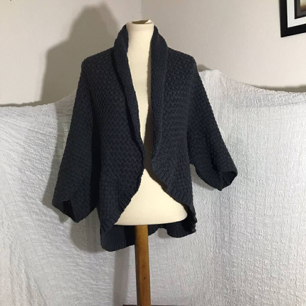 Hinge Gray Chunky Knit Open Cardigan Size Small